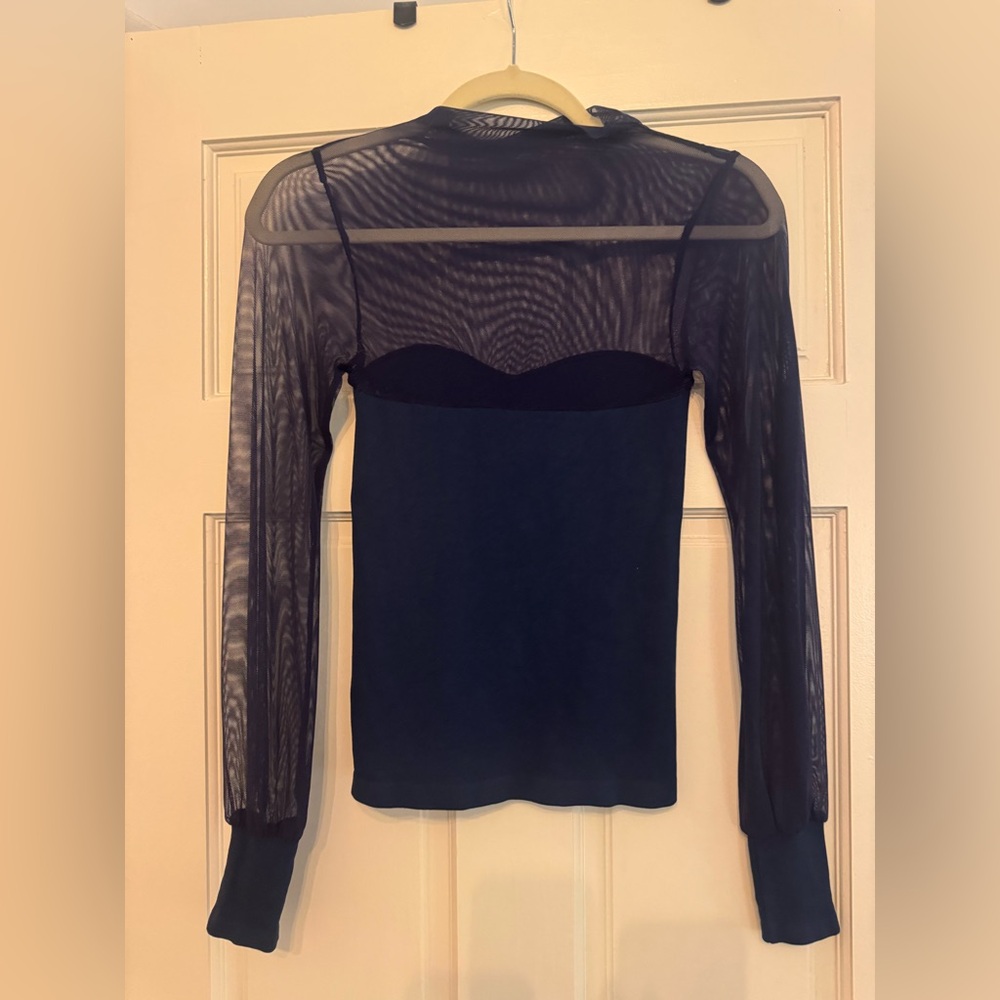 Navy mesh free people top